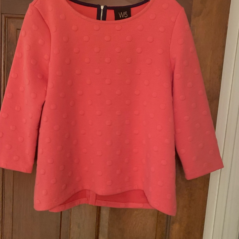Peach polka dotted sweater cropped